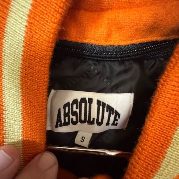 Absolute Streetwear Men’s S Orange & White Varsity Letterman Jacket MINT - Picture 8 of 8